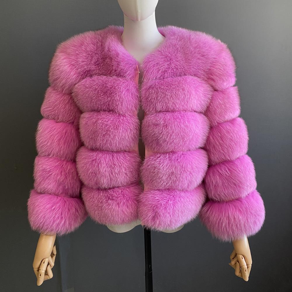 

Женская шуба из лисьего меха Куртки из натурального лисьего меха для женщин Одежда Куртка из натурального лисьего меха Пальто для женщин Меховая куртка XXXL темно-розовый