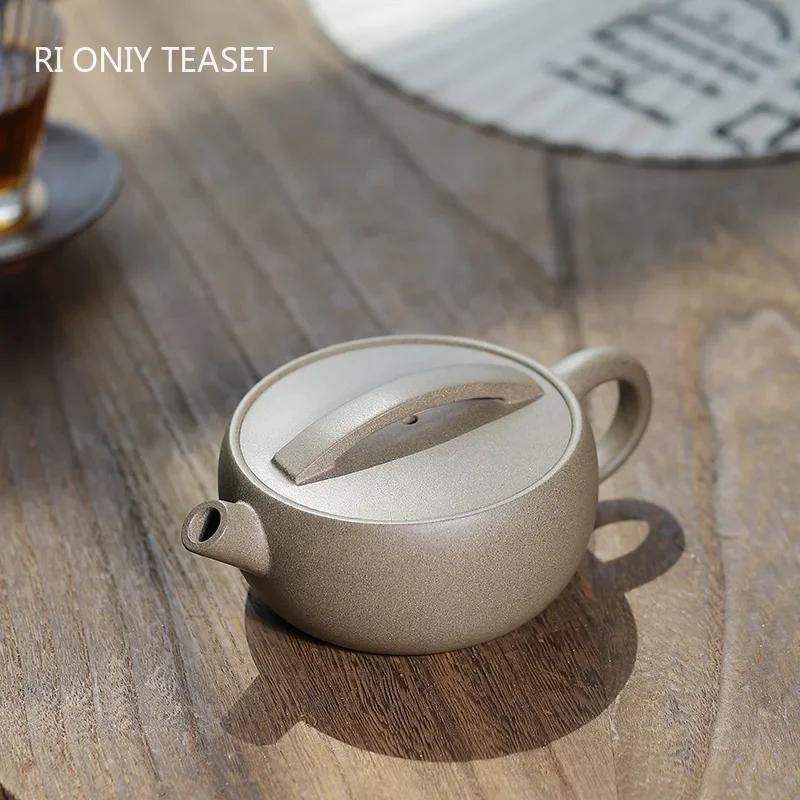 

120ml Yixing Purple Clay Teapot Famous Handmade Large Diameter Tea Pot Raw Ore Green Section Mud Kettle Chinese Zisha Tea Set