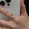 Nouvelle Bague Couleur Argent Forme Sourire pour Femmes Filles Y2K Bagues en Acier Inoxydable Bague à Ouverture Réglable Bijoux de Mode Cadeaux d'Amis