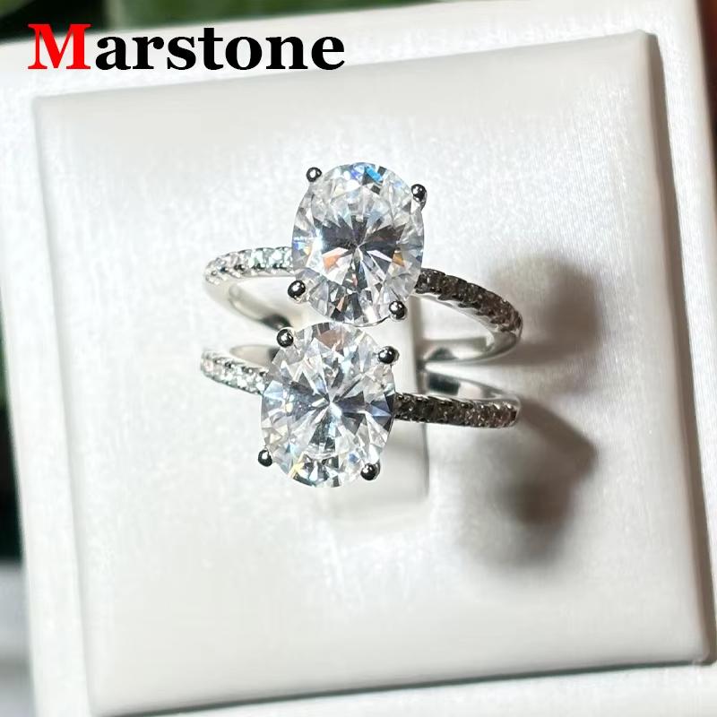 Marstone 1-3CT Oval Moissanite Diamond D VVS1 Oval Women's Ring 925 Sliver 18k White Gold Engagement Rings Top Quialty Rings for Women