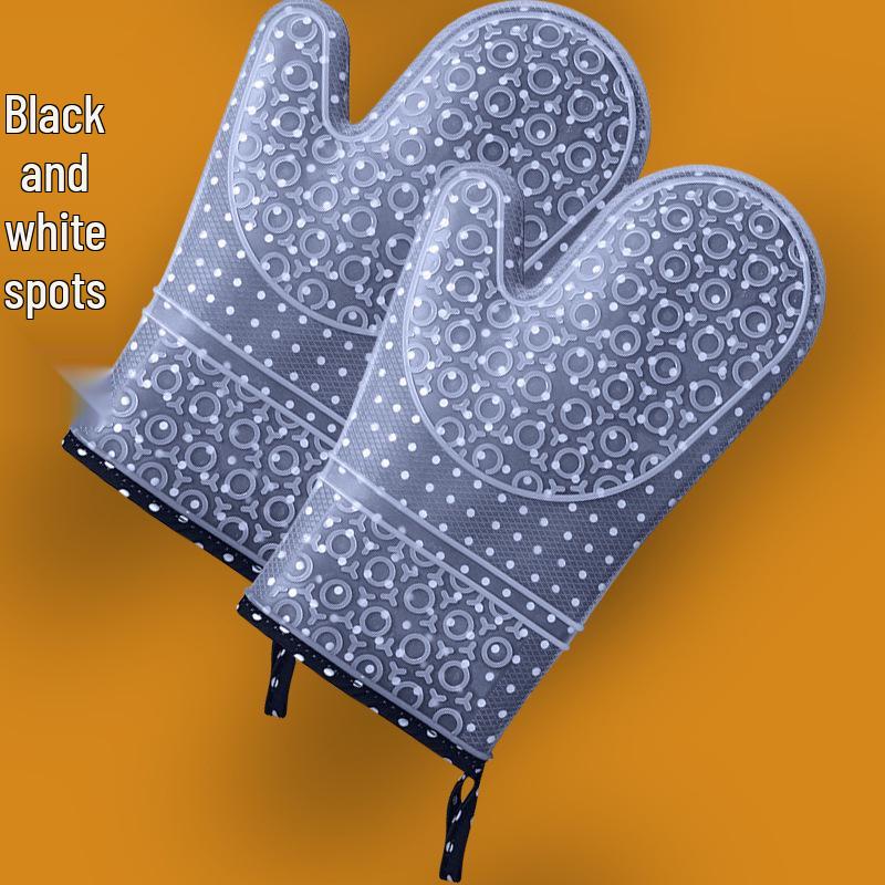 Nine Likes Silicone Oven Mitts - Thickened, Double-Layer, Cotton-Lined, Heat-Resistant for Baking & Kitchen Use