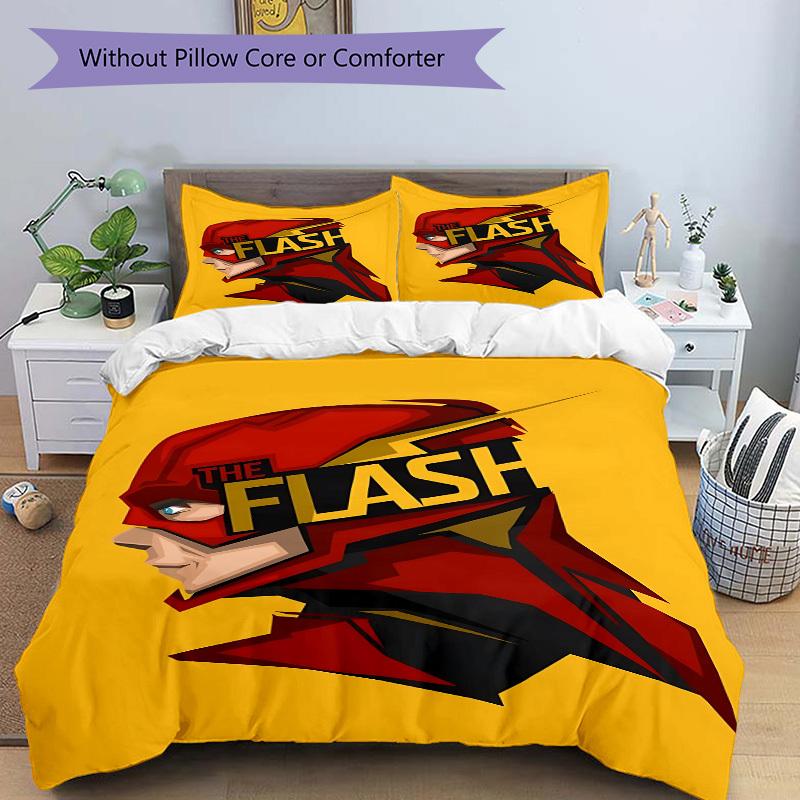 3pcs The Flash, Superhero Cover Set,Soft Comfortable Duvet Cover,Guest Room (1*Duvet Cover + 2*Pillowcases, Without Core) Yy251024041