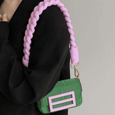 Green Pink Woven Bag, Small Square Bag, Women's Bag, New Underarm Bag, Single Shoulder Crossbody Bag