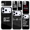 Capa Case for iPhone 17 Air 16 Pro Max 15 Plus 11 13 Mini 14 12 Back Phone Cover Eat Sleep Fishing Repeat
