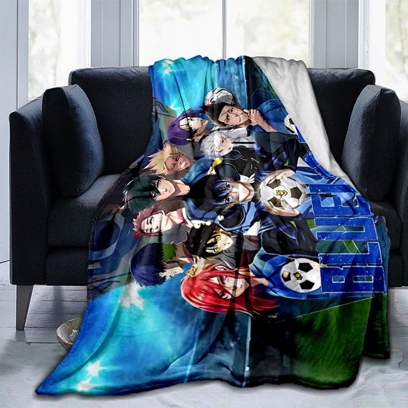 1pc Blue Rock Football Dreams Flannel Blanket Soft Warm Throw Blanket for Bedroom Living Room Bed Travel Camping Picnic Gift. MT7150186