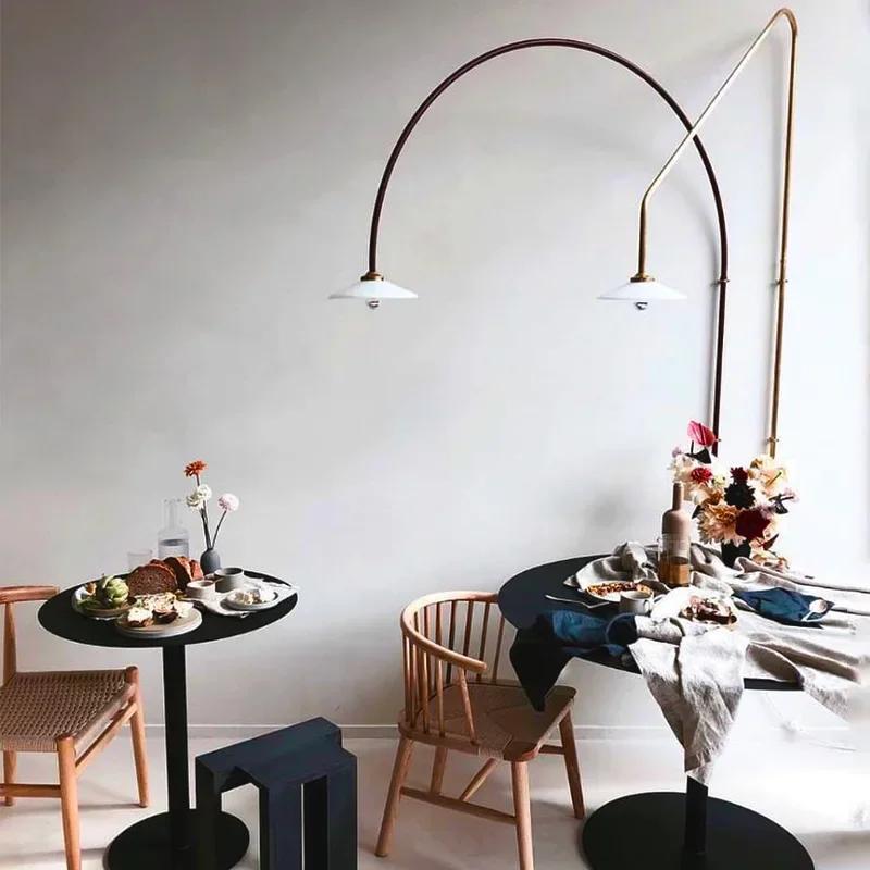 Nordic Long-pole Rotary Wall Lamp Modern Simple Design Art Luminaire for Restaurant Hotel Living Room Study Decoration Led Light