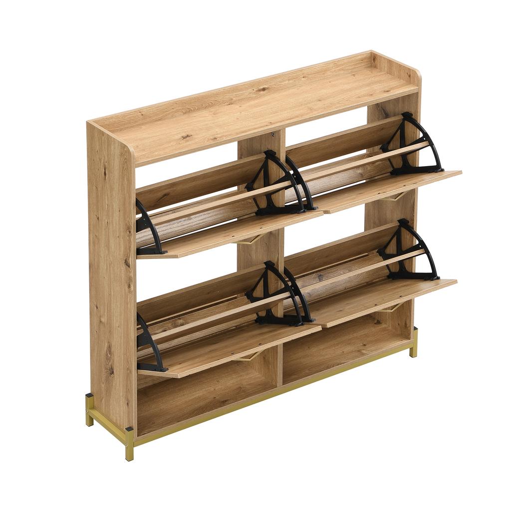 Modern Shoe Rack In Wood Look – 4-Door Shoe Cabinet – Space-Saving Shoe Cabinet for Entrance Area, Hallway or Hallway – Sturdy and Stylish