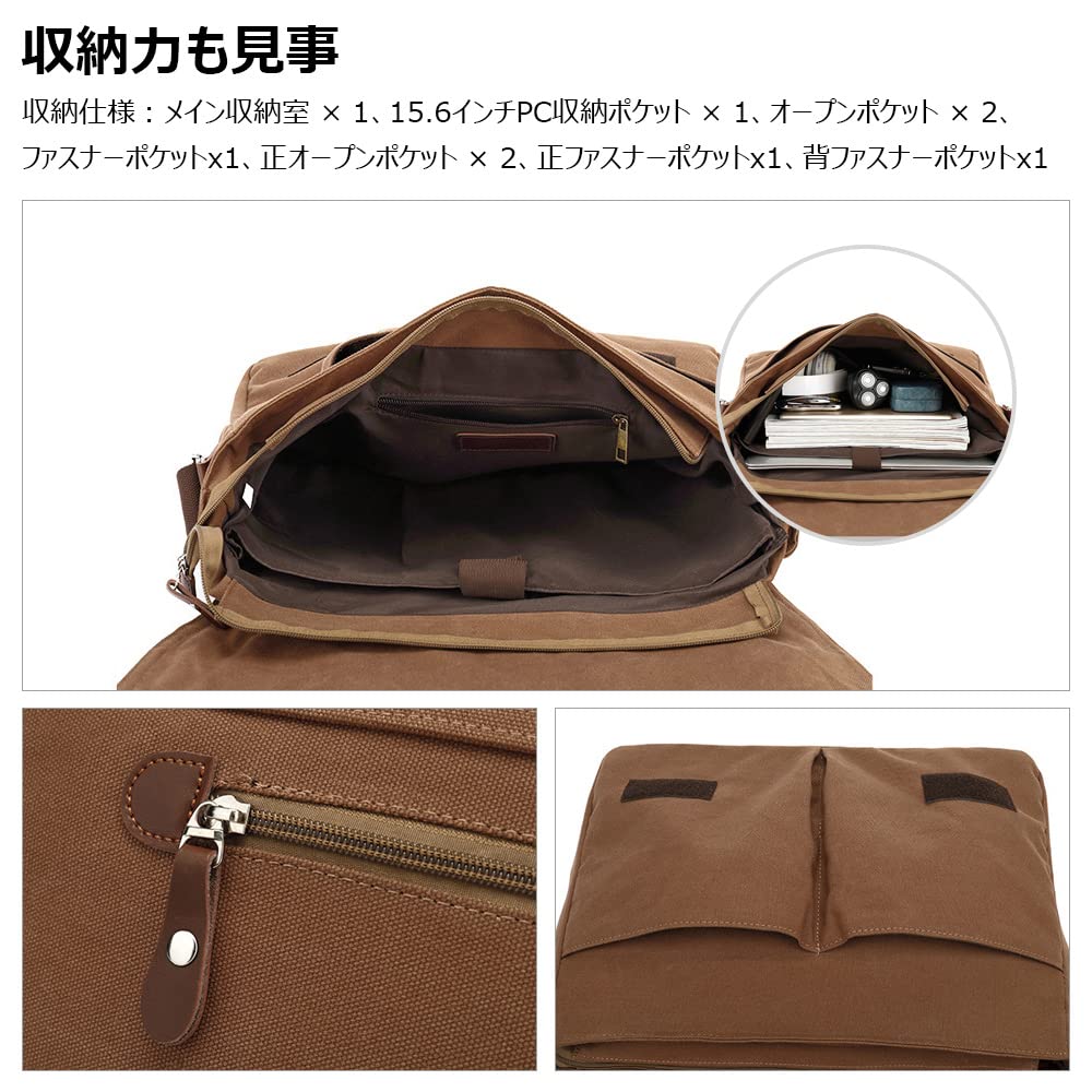 Whatna Thick Canvas and Leather Shoulder Horizontal Messenger Large Business Fits A4 Sizes and Shoulder School Bicycle Model 8501 Men's Bag, Bag, Bag,