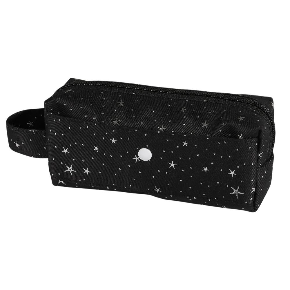 

Multi-layer Star Dots Pencil Case Handheld Cloth Stationery Bag Korean Style Pen Bag Kids Children StyleB Black