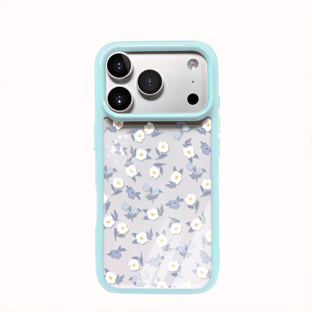 Floral Pattern Transparent Phone Case for Apple iPhone 13/14/15/16/17 Promax - Full Coverage for Females