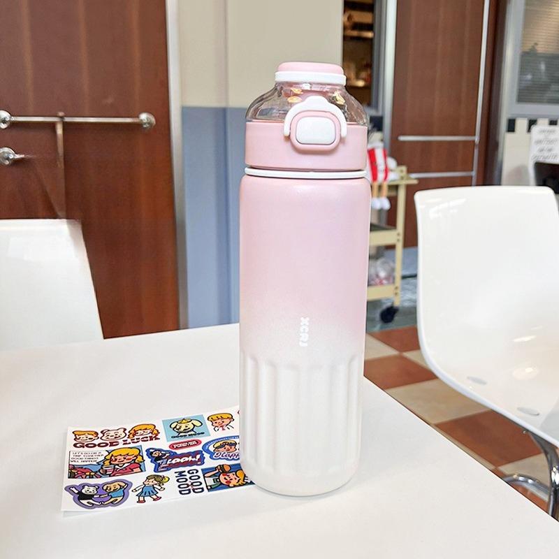 800ml Thermos Water Bottle Straw Cup Stainless Steel Car Thermal Sports Water Cup Large Capacity Cold and Hot Thermal Travel Mug 800ML