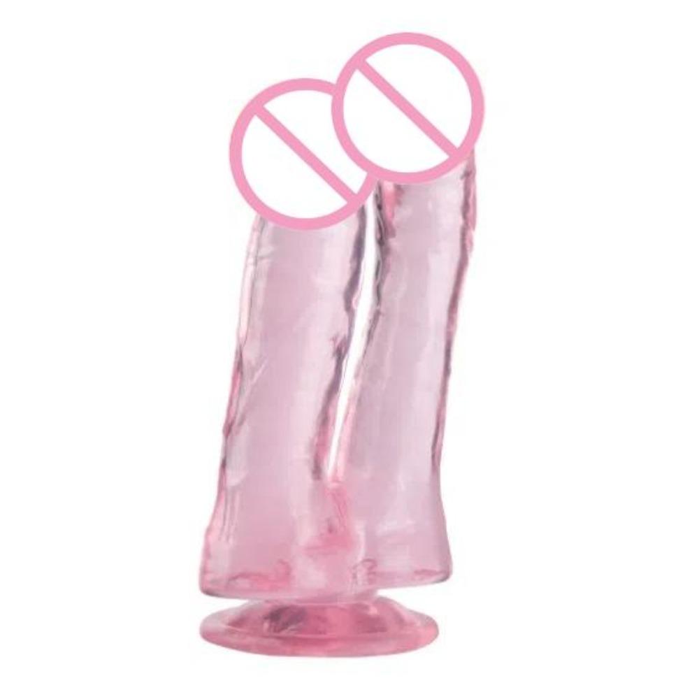 Crystal Jelly Dildo Double Stick Dick Penis g-Spot Anal Masturbator Men Women Lesbian Gay Adult Sex Toy For Couples  for  Woman