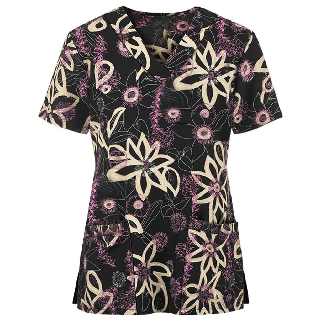 Women Short Sleeve V-neck Tops Working  Blouse