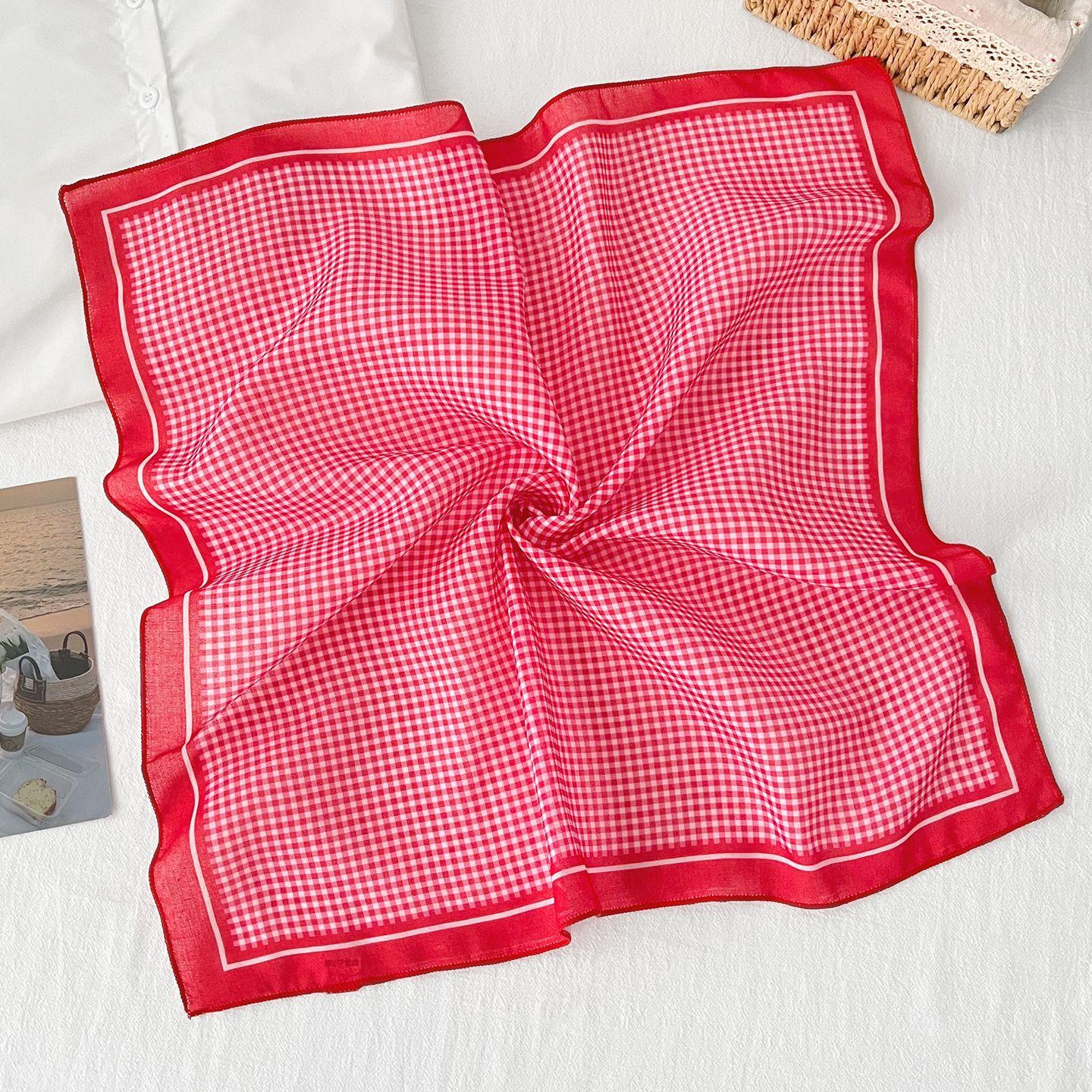 Women S Fresh Breathable Small Square Scarf Soft Versatile Summer Scarf 5858CM