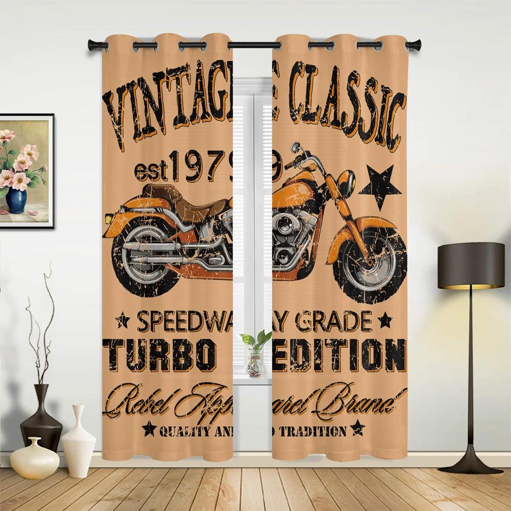 Eagle Banner Motorcycle Curtains for Bedroom Living Room Drapes Kitchen Children's Room Window Curtain Modern Home Decor