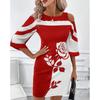 New Elegant Women's Clothing Black and White Contrasting Color Slim-fitting Off-the-shoulder Dress