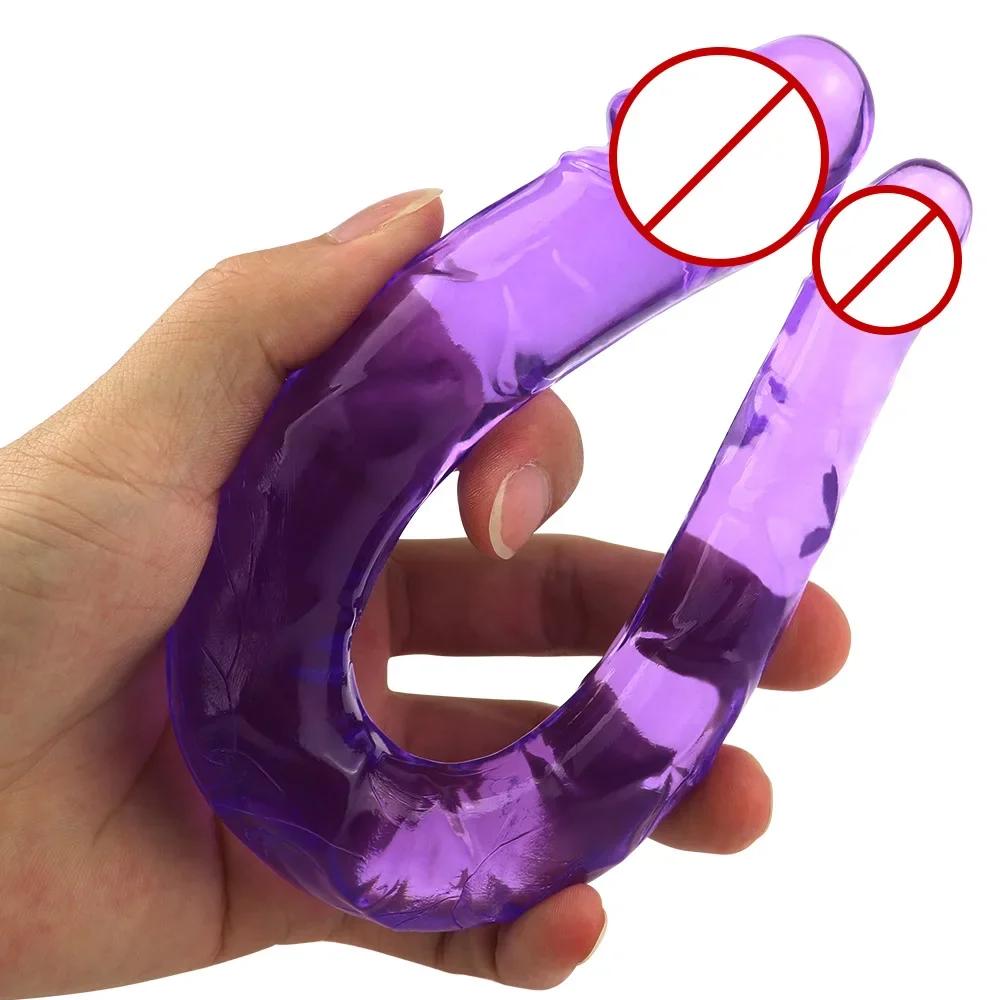 Double Head Realistic Dildo Long Anal Play for Women Men Couple Ended Dildo Flexible Big Penis Adult Sex Toy for Lesbian