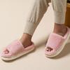 Fashion Fashion Open Toe Cotton Slippers for Women Soft Faux Fur Warm Cotton Slippers Woman Indoor Slip On Non Slip On Fur Slides Mujer