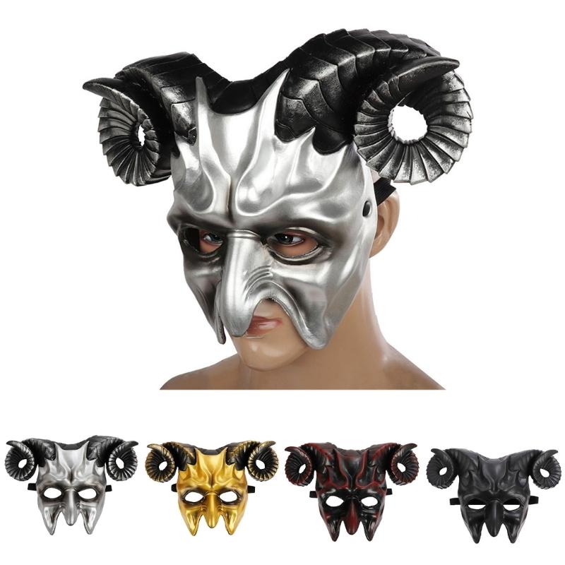 Devil Mask Ox Horn Mask Halloween Demons Mask Masquerade Mask Scary Devil Mask