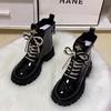 Women's European Style Genuine Leather Martin Boots - Mid-Heel, Thick Sole, Autumn/Winter 2025 Fashion Ankle Boots