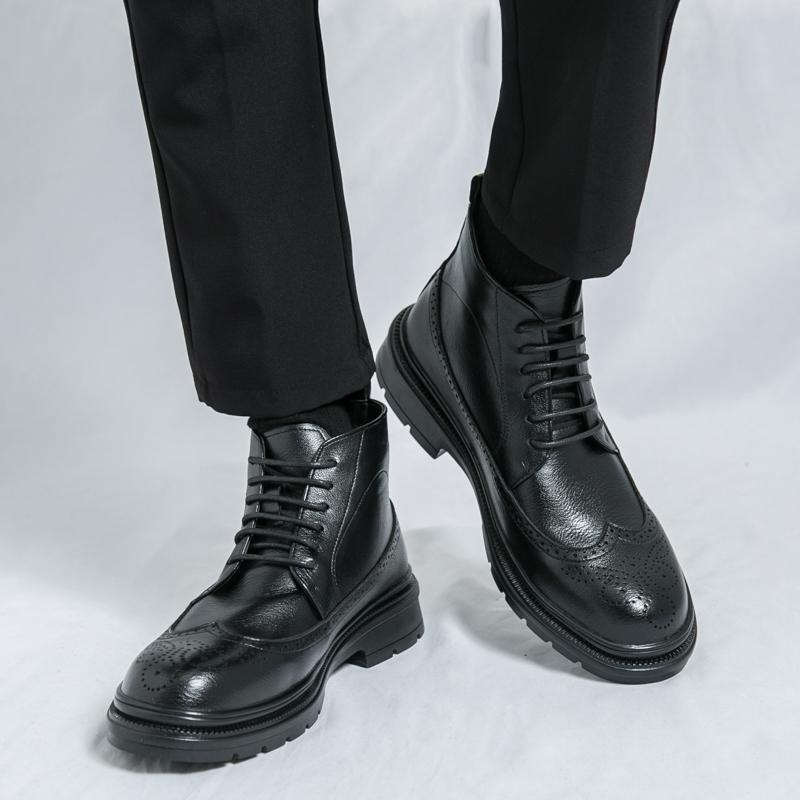 Fashionable Trendy Leather Men's Boots Luxury Brand High Top Men Chelsea Boots High-quality Non Slip Sole Business Leather Boots
