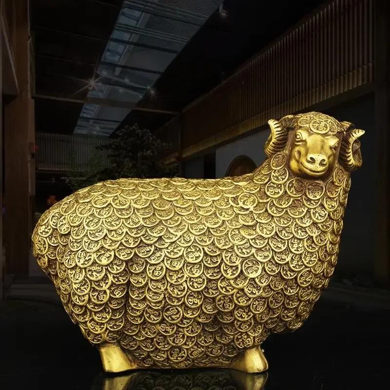 Lucky Zodiac Copper Sheep Ornaments Money Treasure Fortune Sheep Crafts Living Room Office Home Decor