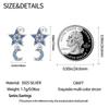 925 Silver Fashion Starry Moon Sun Series Stud Earring Zircon For Women Exquisite Daily Wear Jewelry Accessories Gifts