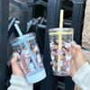 Tritan Straw Cup 450ML Water Cup Cute Milk Tea Cup  Home Office