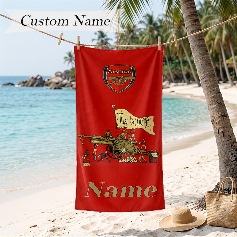 Arsenal Custom Name Printed Beach Towel Personalized Soft Towel For Swimming Beach Travel
