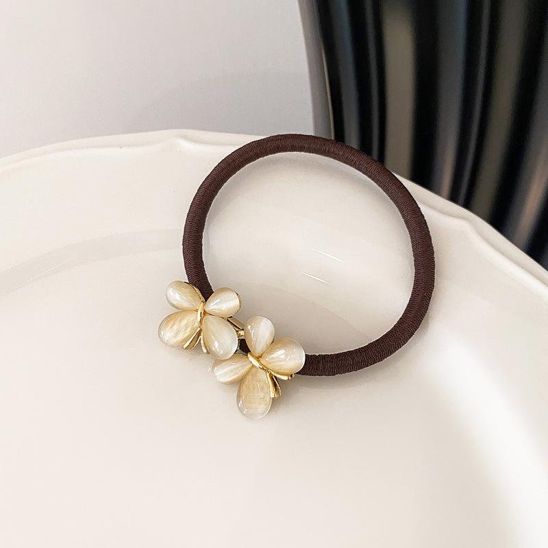 

Осенняя японская резинка для волос с кошачьим глазом и цветком и бантом - Ретро-резинка для женщин