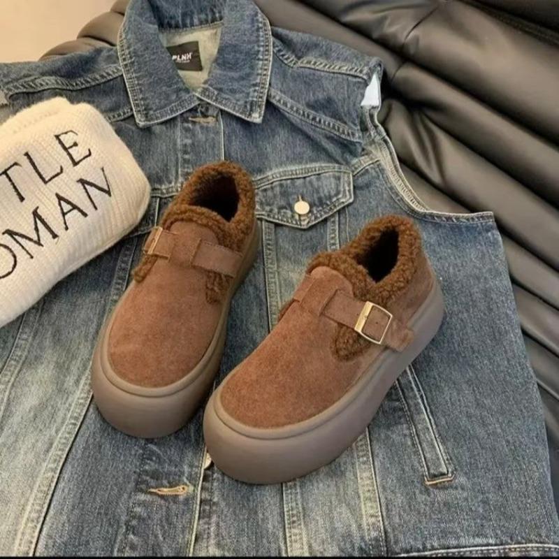 

Женские пушистые туфли на платформе осень и зима новые удобные плюшевые теплые универсальные снежные хлопковые туфли 40 коричневый