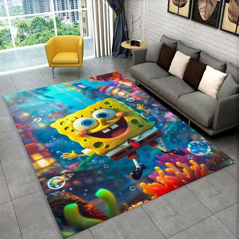 Cute S-SpongeBob Cartoon Non-Slip Area Rug for Living Room,Bedroom,Playroom,Soft Carpet Floor Mat Home Decor Rug Kids Room Gift
