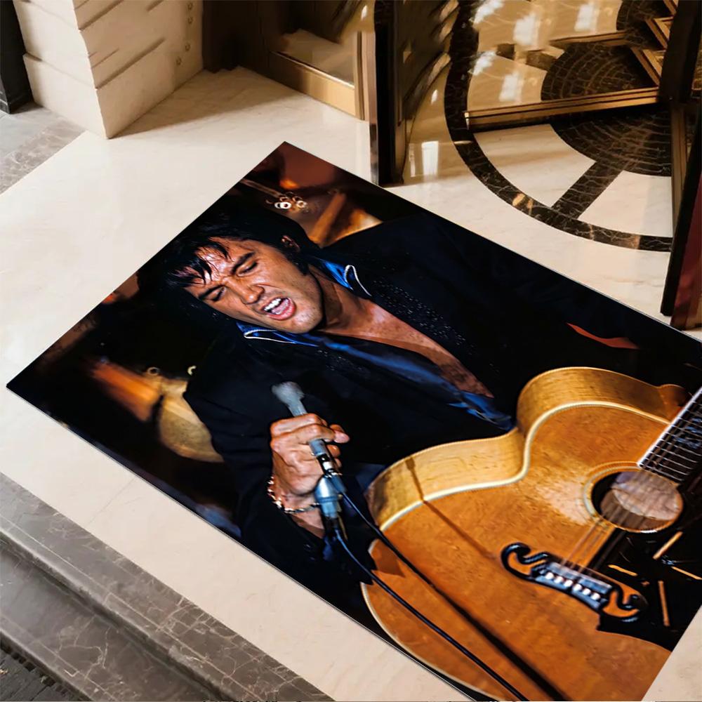 Elvis Presley Guitar Performance Floor Rug Office Rug Perfect for Game Room Entryway Outdoor Foyer Anti-slip Rug Office home decor