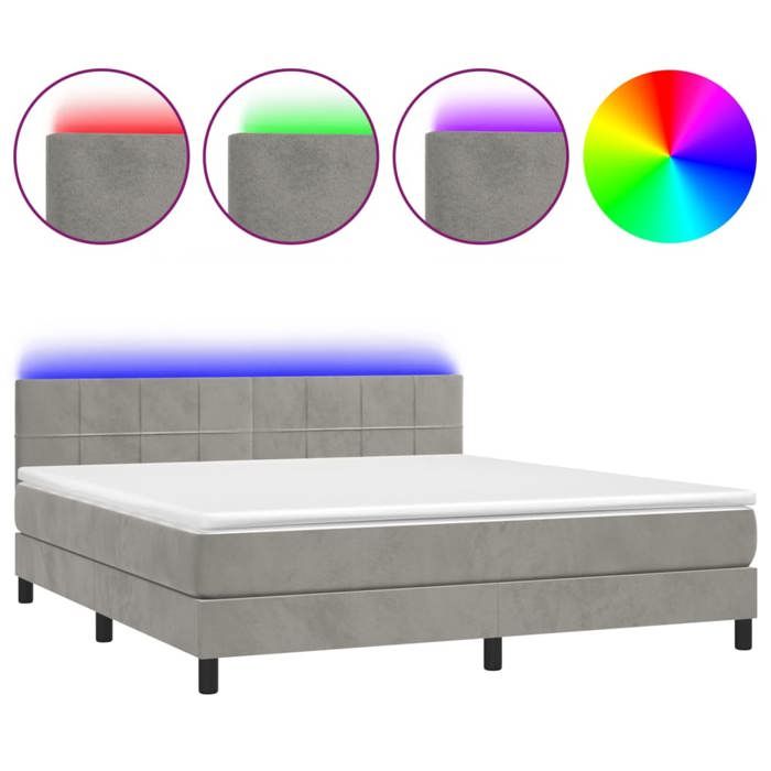VidaXL Sommier à Lattes de Lit avec Matelas et LED, Lit Rembourré, Lit Double, Lit Adulte de Chambre à Coucher Intérieur, 3134417