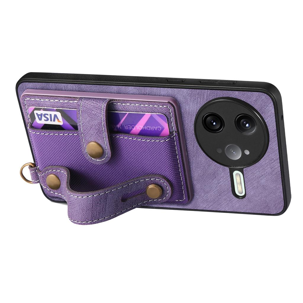 For Xiaomi Poco F7 Ultra 5G/Xiaomi Redmi K80 Pro 5G Retro PU Leather Back Cover with Card Holder and Wristband Kickstand