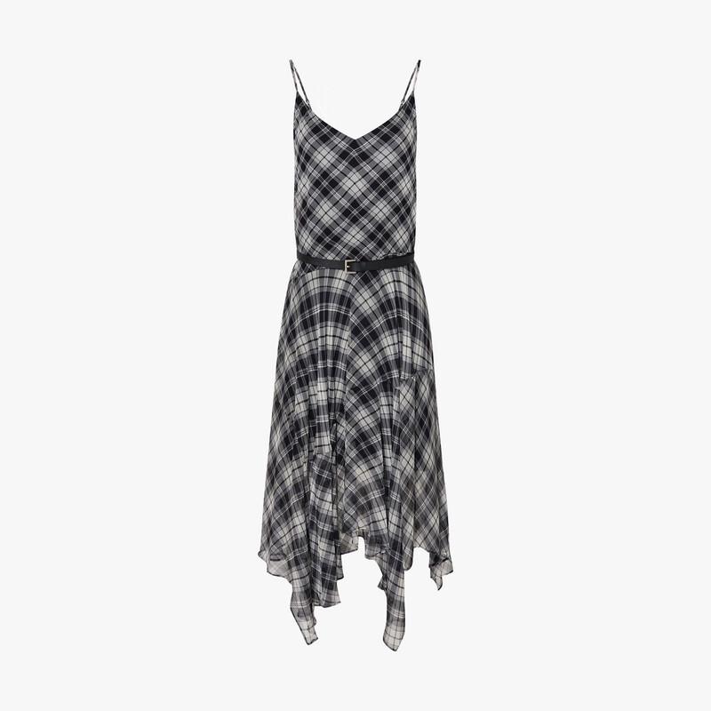 MO&Co. Asymmetrical Crepe Slip Dress with Belt