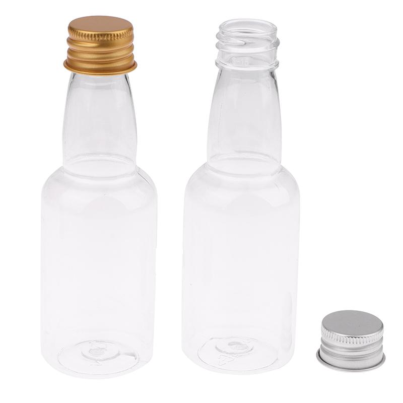 10 Stück 50 ml Mini-klare Haustier-nachfüllbare kleine Weinflaschen für Party, Hochzeit, Schnapsflaschen mit auslaufsicherem Schraubdeckel