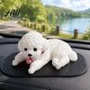 Unique Vehicle Interior Accents Cute Puppy Figurine, Car Dashboard Decoration with Anti-Slip Mat, Flexible TPR Decor Soft Fidget Toy, Automotive