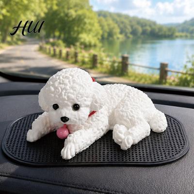 Unique Vehicle Interior Accents Cute Puppy Figurine, Car Dashboard Decoration with Anti-Slip Mat, Flexible TPR Decor Soft Fidget Toy, Automotive