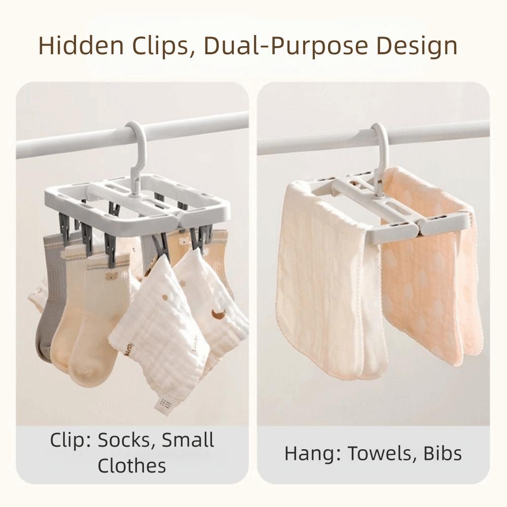Windproof Collapsible Clothes Drying Rack Plastic Hanging Drying Rack Sock Drying Clip  Travel
