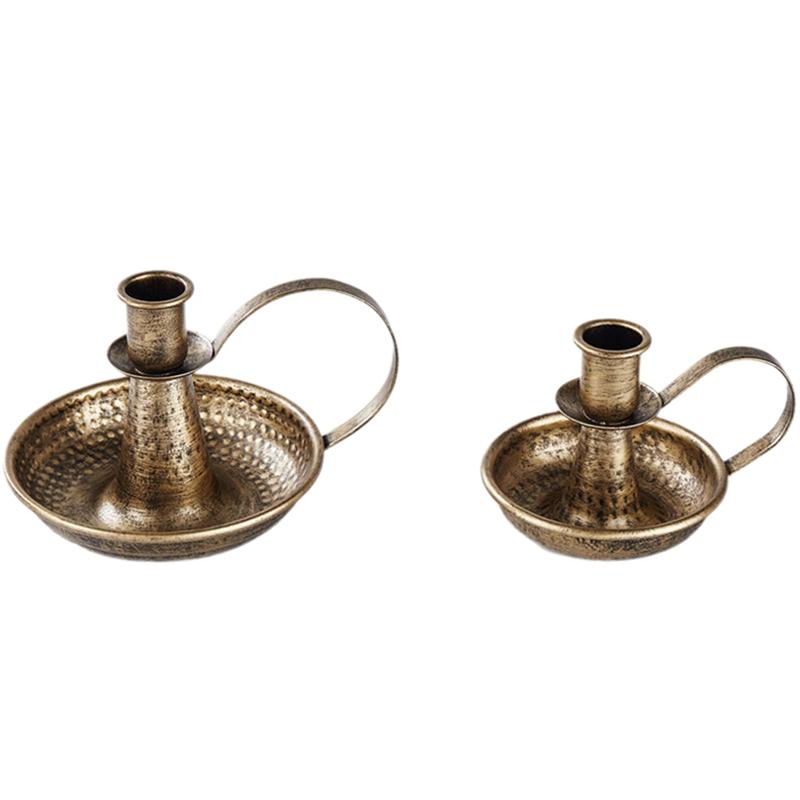 

A95I-Tapered Candle Holder Retro Candle Holder Curved Handle Home Wedding Decoration Metal Ornaments