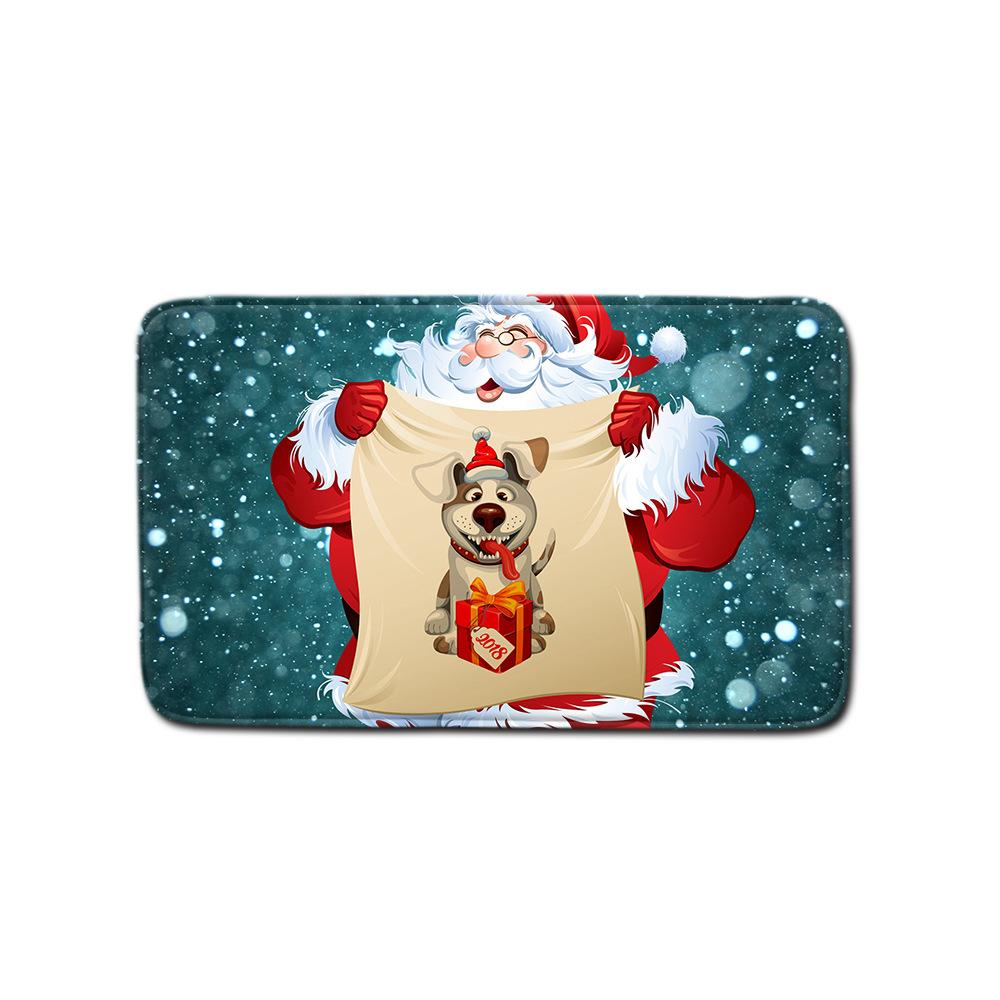 Christmas Shower Curtain Floor Mat Combination Four-Piece Set Bathroom Toilet Carpet Shower Room Mat Foot Mat