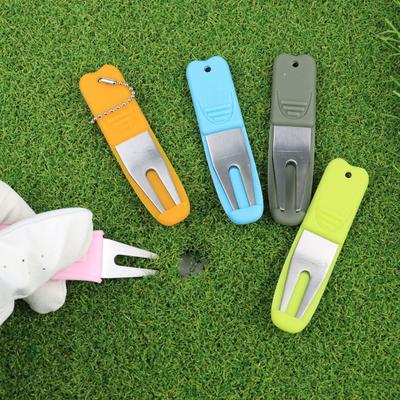 Golf-Pitchgabel mit Silikonabdeckung Aufhängering Multifunktion Rostfrei Hohe Festigkeit Golfzubehör Wiederverwendbar Edelstahl Golf Pitchgabel Reparatur