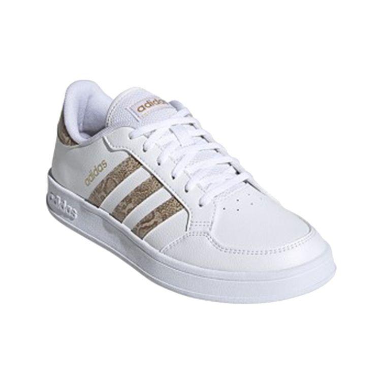 Adidas Neo Breaknet Synthetisches Leder Atmungsaktive Low-Top Skateschuhe Damen Sneaker Weiß Platin FX8728