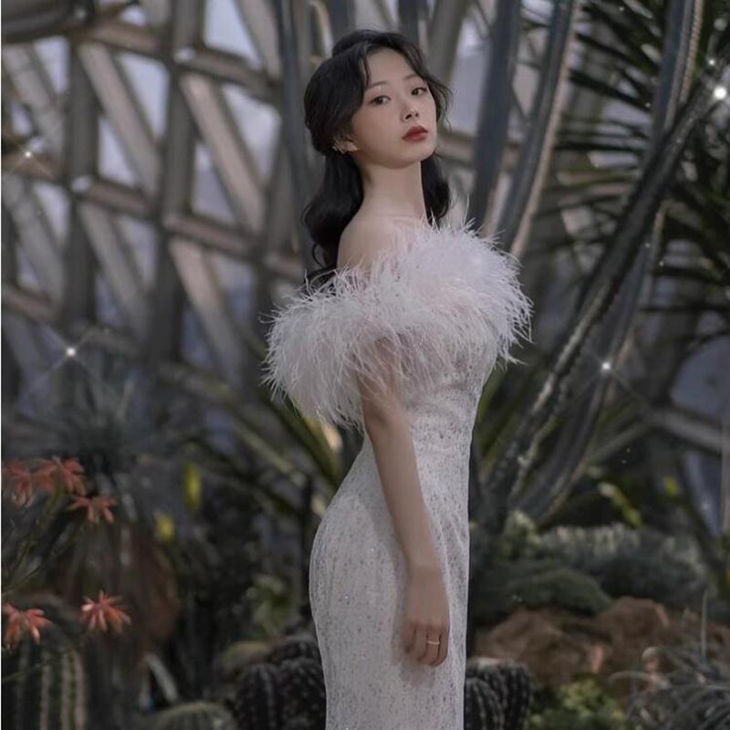 Feather10-15cm Ostrich Feathers Trim Plumes Ribbon Selvage For DIY Wedding Dress Decoration Handiwork Crafts Accessories
