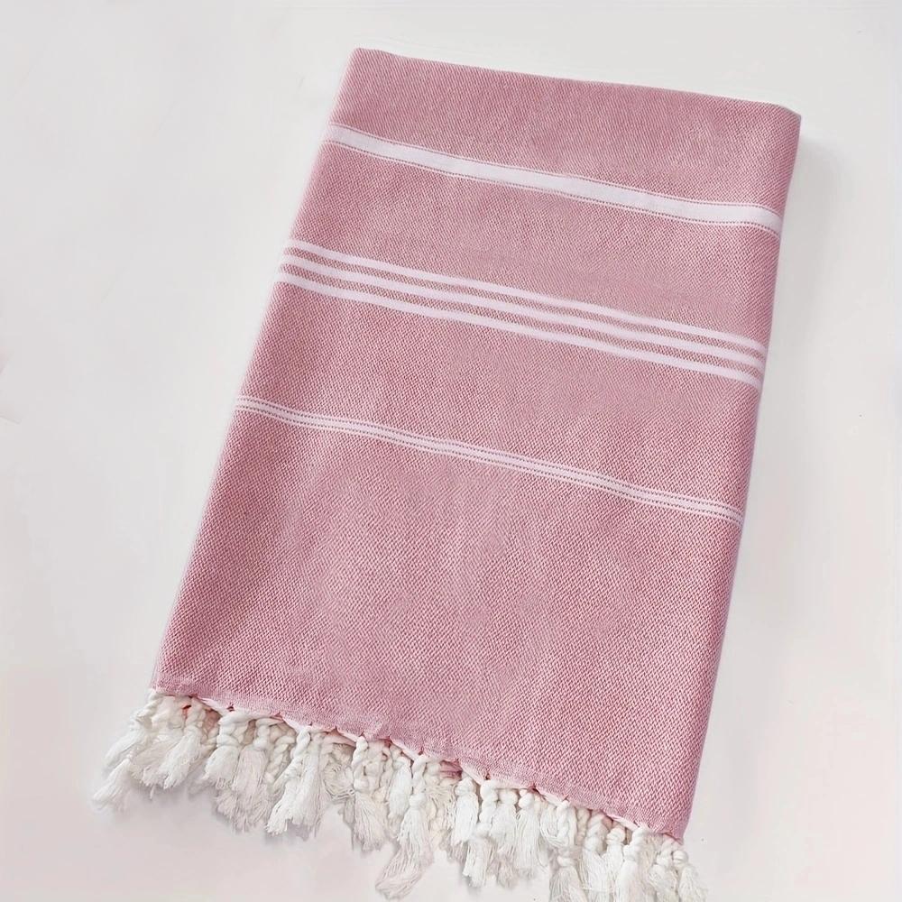 Turkey Beach Towel Shawl Striped Tassel Oversized Bath Towel Absorbent Quick-Drying Outdoor Seaside Sand-Free