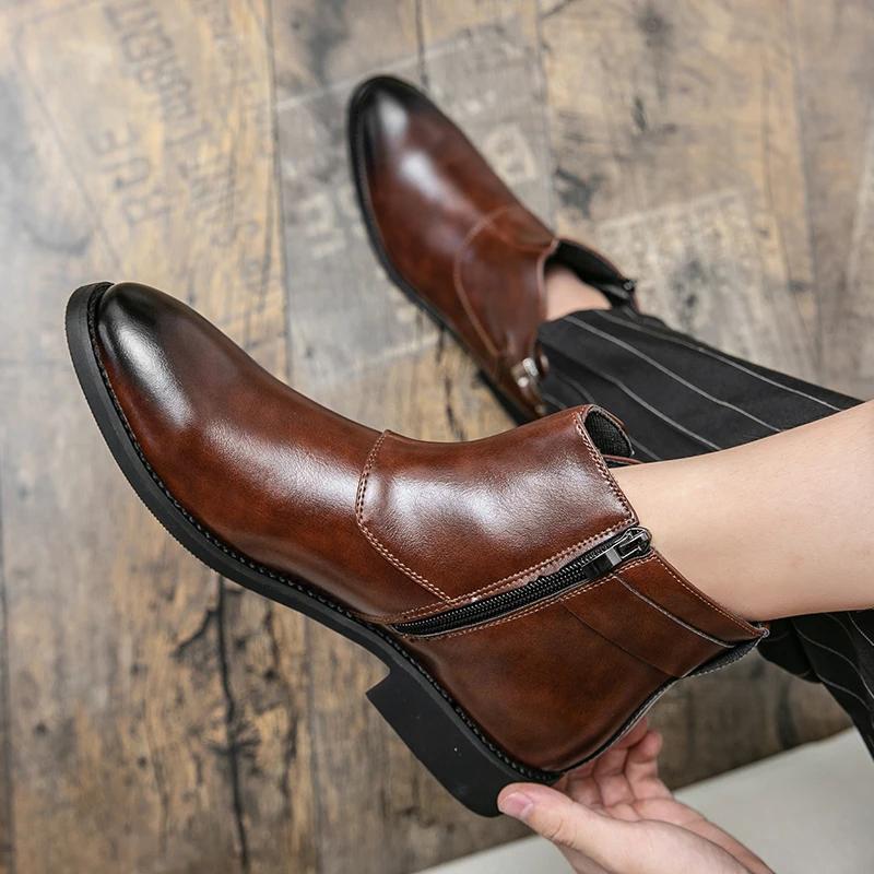 Modische goldene Sapling Chelsea Boots für Herren, lässige Business-Schuhe, Herrenstiefel, formelle Kleiderschuhe, Freizeit-Party-Schuhe, formelle Herren-Flats