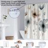 1Pc Elegant Floral Print Shower Curtain Set With Hooks,Watercolor Flower Design, Lightweight Polyester,All-Season Bathroom Decor