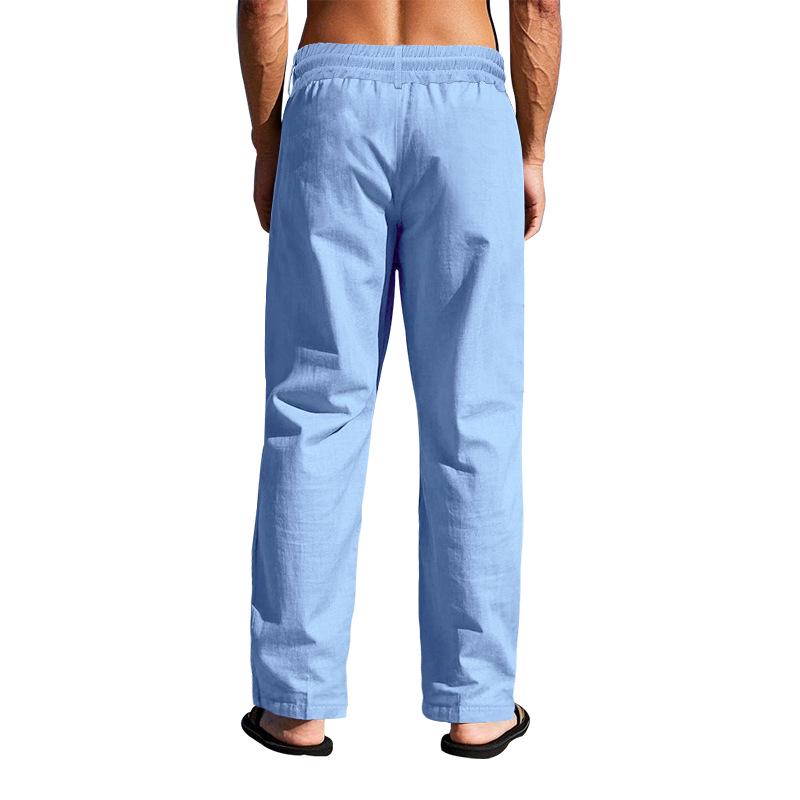 Men's European & American Linen Summer Pants - Breathable, Casual, Loose, Wide Leg, Straight Fit.
