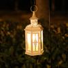 RTS Azioni USA Set di 2 Lanterne Candela Decorative in Metallo Bianco Vetro Stile Marocchino Vintage Portacandele Lanterna da Appendere